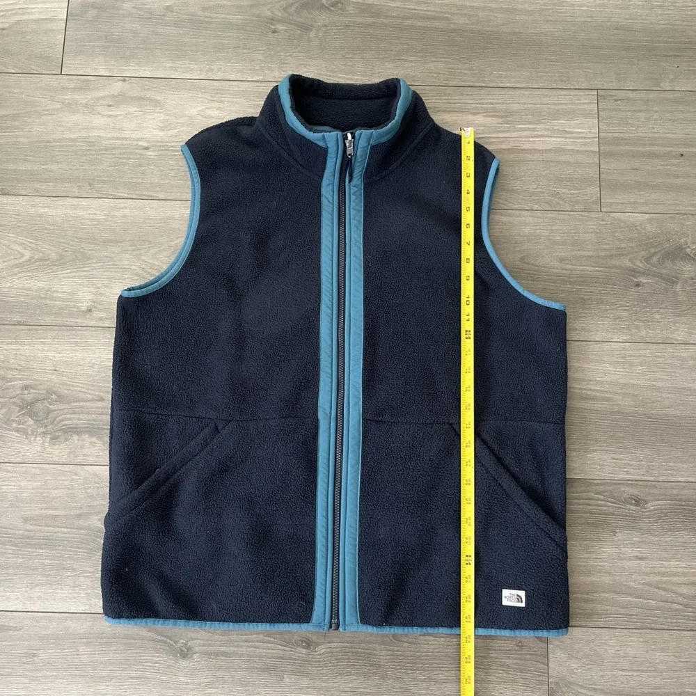 The North Face Mens XL Full Zip Fleece Vest Sleeveless Blue
